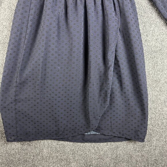 J Crew Dress Womens 2 Clip Dot Tulip Hem Navy Blue Lined Pullover Long Sleeve - Picture 2 of 10